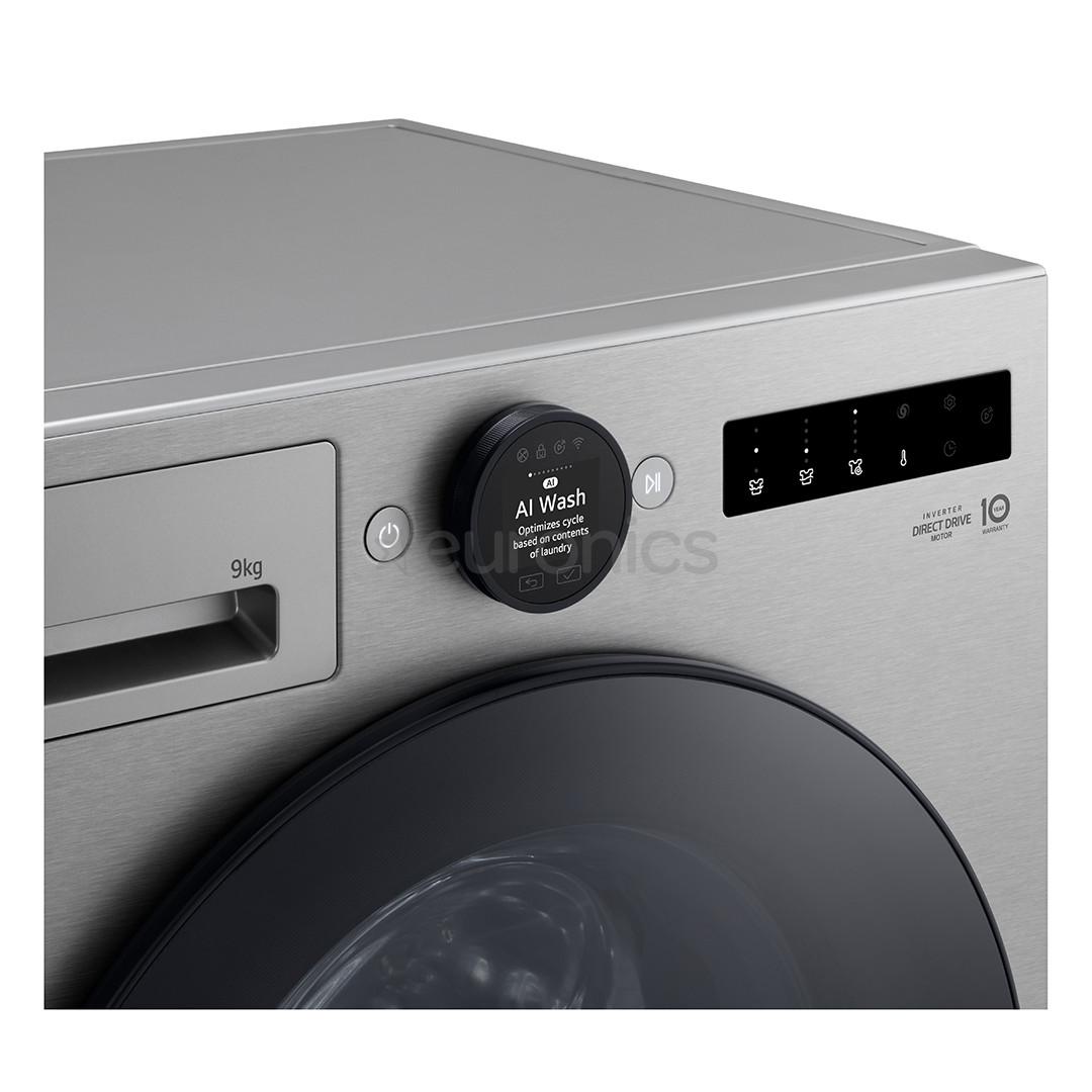 LG, 9 kg, depth 47.5 cm, 1200 rpm, silver - Front load washing machine
