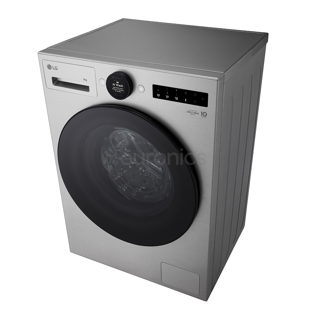 LG, 9 kg, depth 47.5 cm, 1200 rpm, silver - Front load washing machine