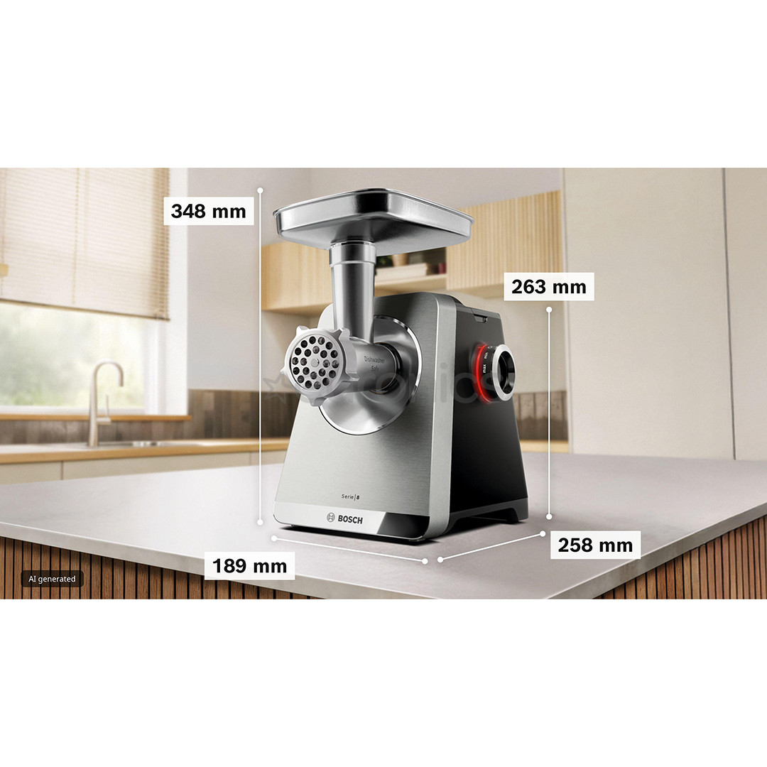 Bosch MultiPower, Series 8, black/stainless steel - Meat mincer