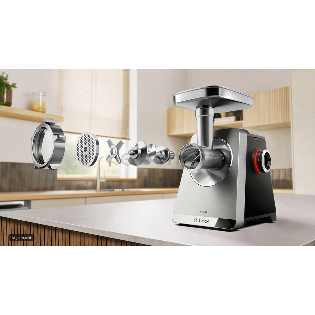 Bosch MultiPower, Series 8, black/stainless steel - Meat mincer