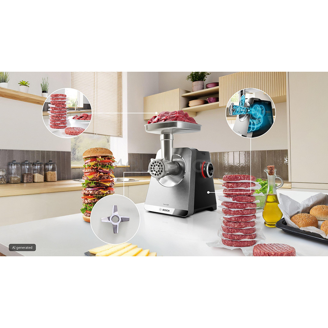 Bosch MultiPower, Series 8, black/stainless steel - Meat mincer
