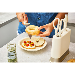 Tefal EverSharp Daily, 3-osaline komplekt, beež - Nugade komplekt ja noaplokk