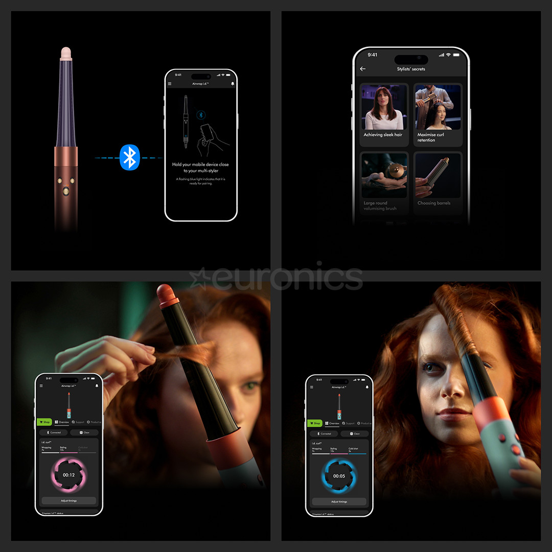 Dyson Airwrap i.d.™, Bluetooth®, 1300 W, Straight+Wavy, Plum/Copper - Airstyler