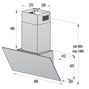 Hisense, 767 m³/h, laius 89.5 cm, must - Õhupuhasti