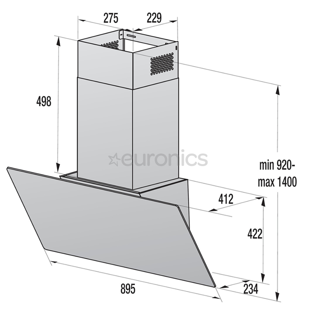 Hisense, 767 m³/h, laius 89.5 cm, must - Õhupuhasti