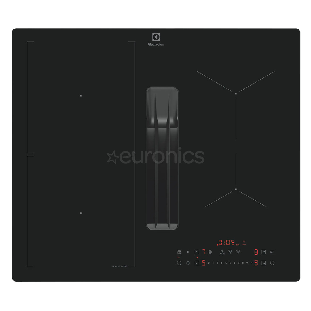 Electrolux 600 XT Bridge, laius 60 cm, must - Integreeritav pliidiplaat õhupuhastiga