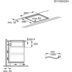 Electrolux 600 XT Bridge, laius 60 cm, must - Integreeritav pliidiplaat õhupuhastiga