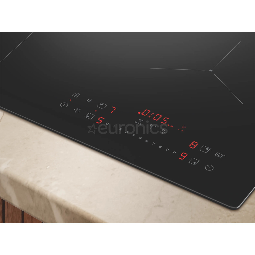 Electrolux 600 XT Bridge, laius 60 cm, must - Integreeritav pliidiplaat õhupuhastiga