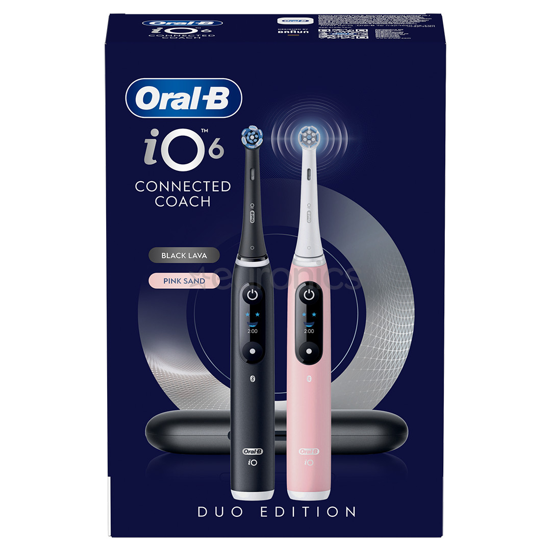 Braun Oral-B iO6 Duo Pack, черный/розовый - Комплект электрических зубных щеток