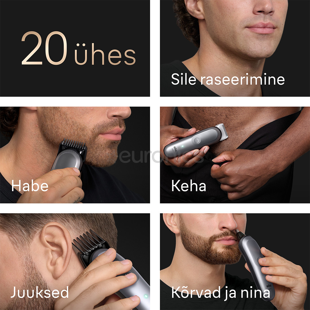 Braun All-in-1 Серия 9, 20 в 1, серый - Мультитриммер
