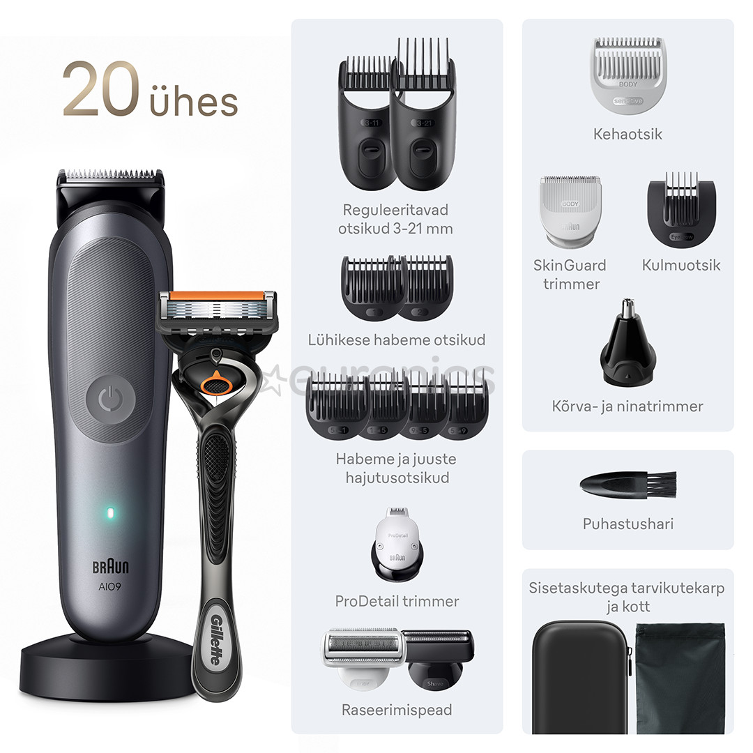 Braun All-in-1 Серия 9, 20 в 1, серый - Мультитриммер