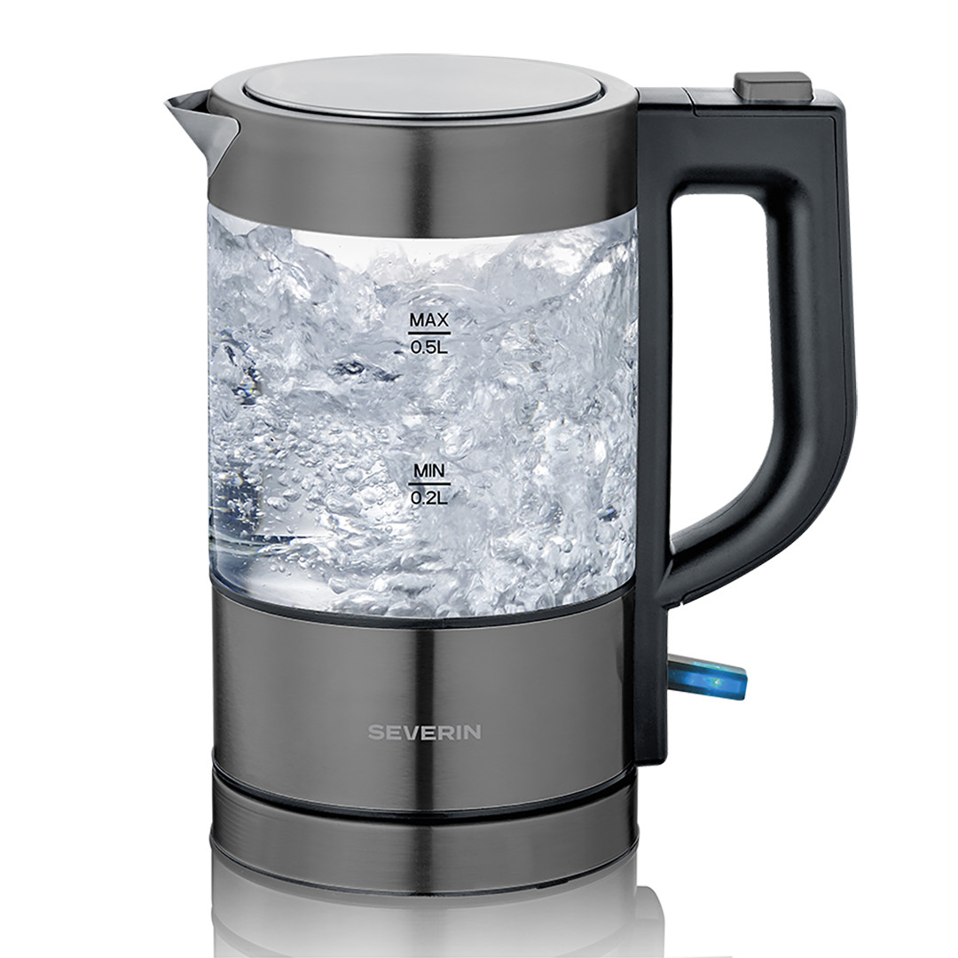 Severin, 1000 W, glass/dark stainless steel - Kettle