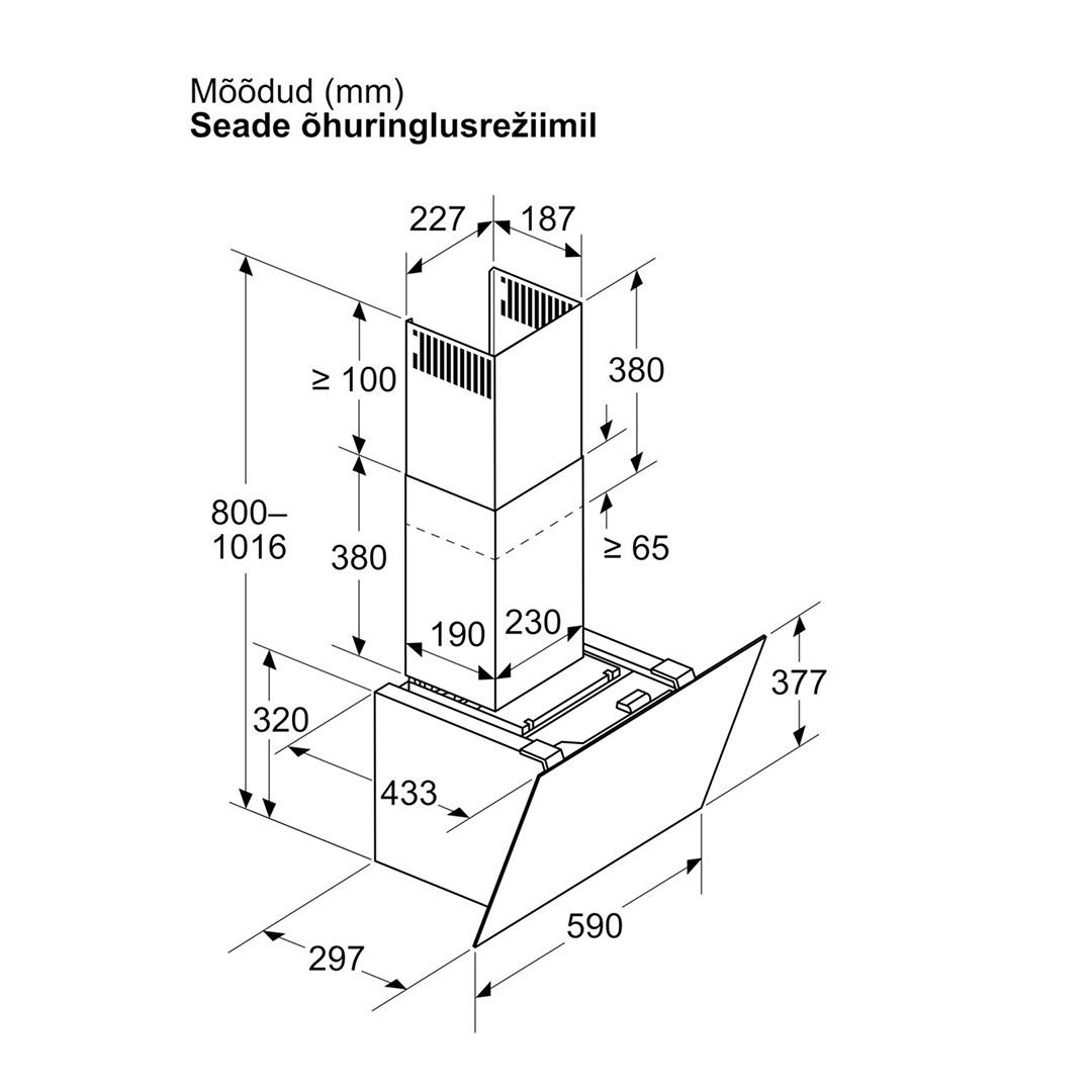 Bosch Series 6, 768 m³/h, laius 60 cm, must - Õhupuhasti