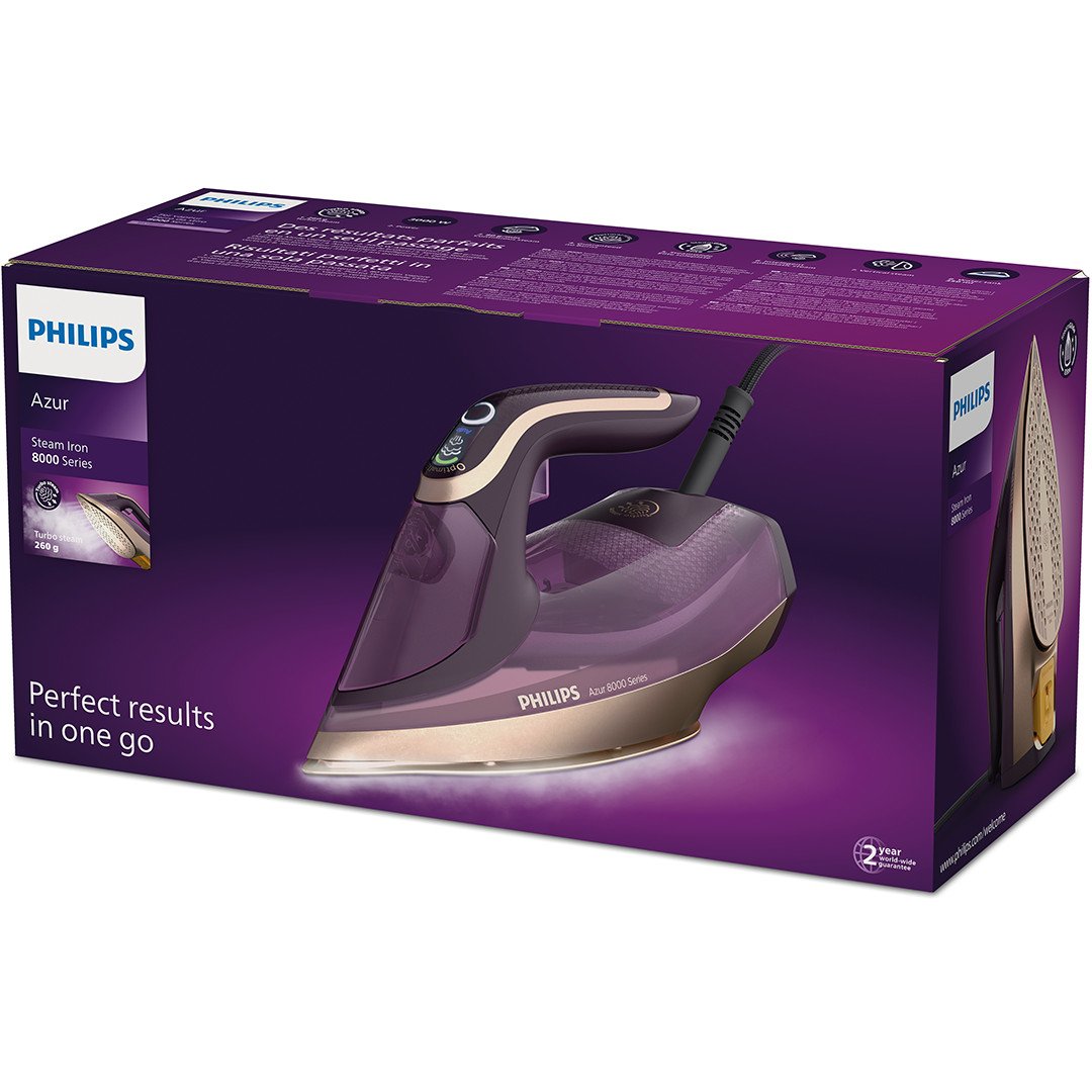 Philips Azur 8000 Series, 3000 Вт, фиолетовый/золотистый - Паровой утюг