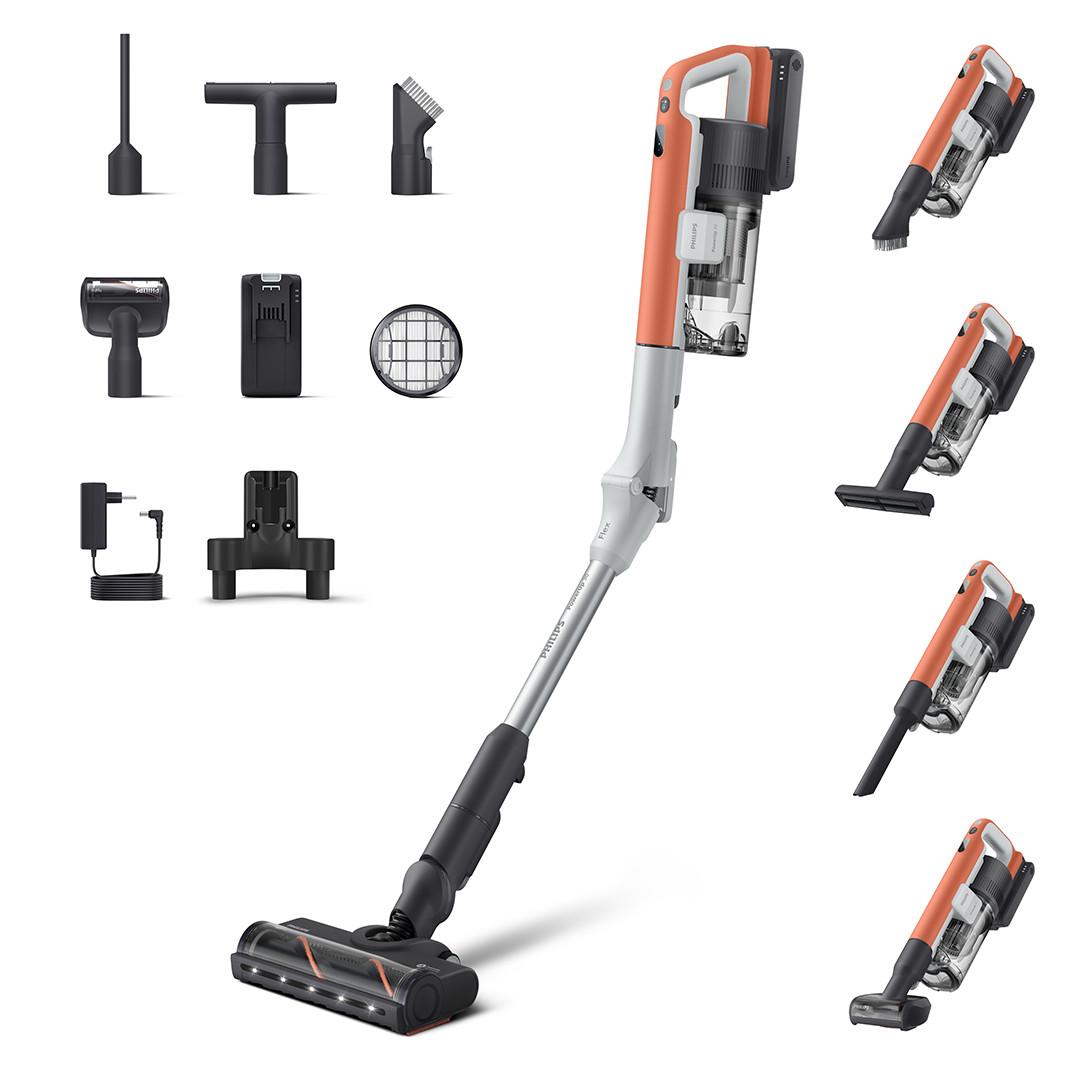 Philips PowerUp 30, оранжевый/серебристый - Беспроводной пылесос