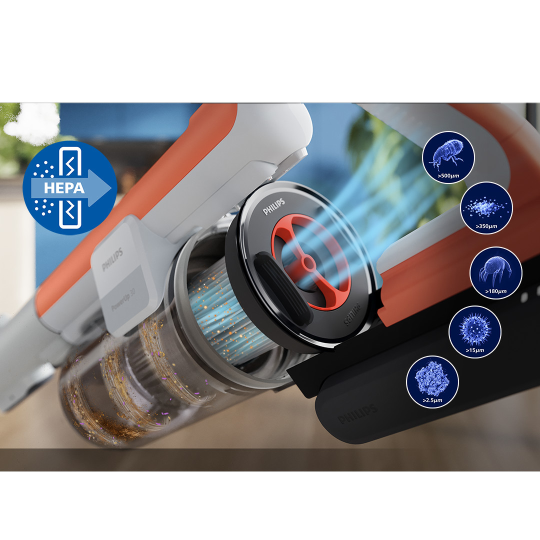Philips PowerUp 30, оранжевый/серебристый - Беспроводной пылесос