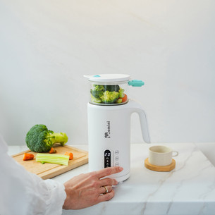Momini TinyCook 6-in-1, milk preparation function, white - Steam blender