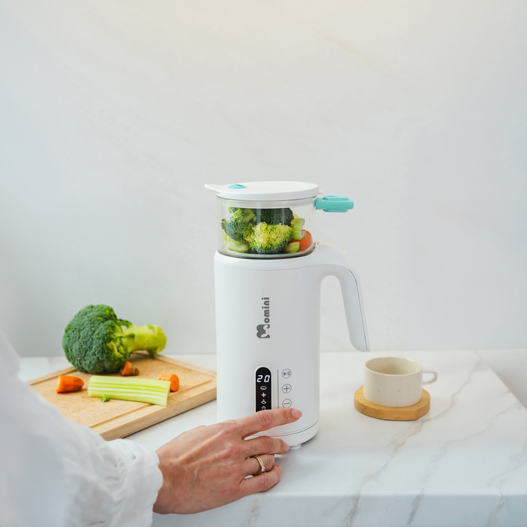 Momini TinyCook 6-in-1, milk preparation function, white - Steam blender