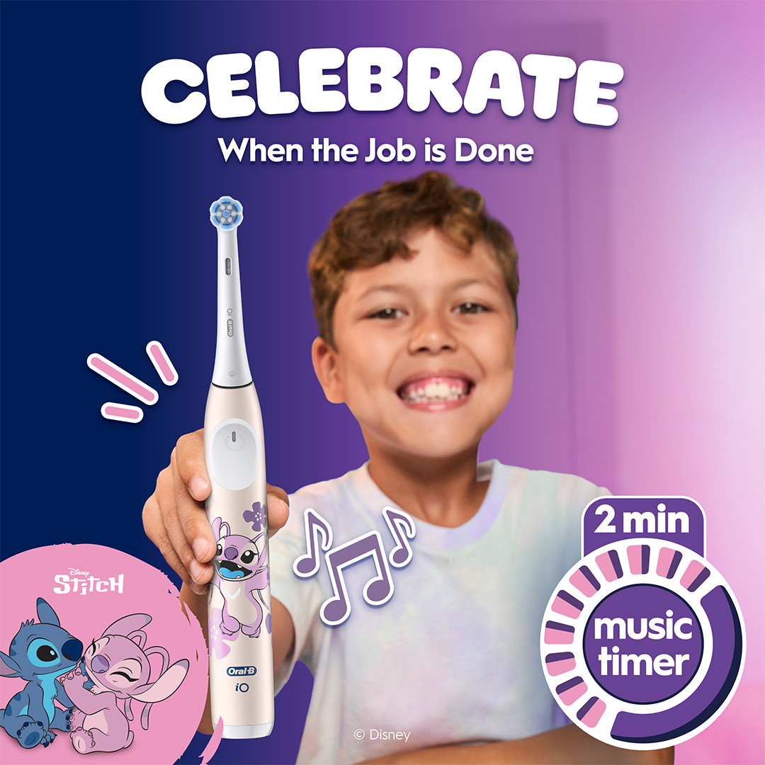 Braun Oral-B iO Kids Disney Stitch Angel, roosa - Elektriline hambahari