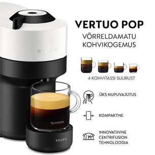 Krups Nespresso Vertuo Pop, valge - Kapselkohvimasin