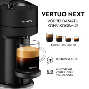 Krups Nespresso Vertuo Next, матовый черный - Капсульная кофеварка