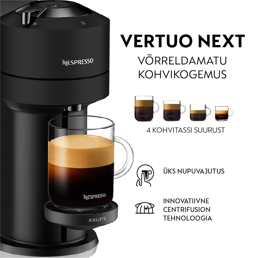 Krups Nespresso Vertuo Next, матовый черный - Капсульная кофеварка