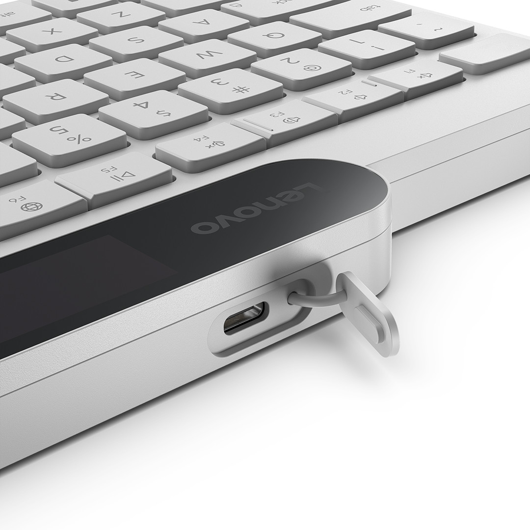 Lenovo 800 Self-Charging Bluetooth Keyboard, US, valge - Juhtmevaba klaviatuur
