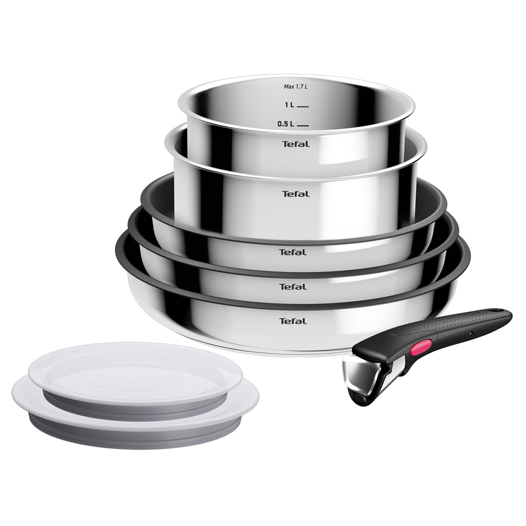 Tefal Ingenio Cook Eat, 8-osaline komplekt, roostevaba teras - Pottide ja pannide komplekt + kaaned ja käepide