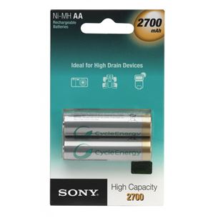 2 x AA rechargeable batteries, Sony / 2700 mAh
