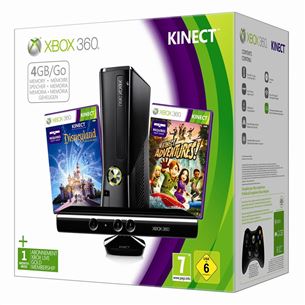 Mängukonsool Xbox 360 4 GB + Kinect + Kaks mängu
