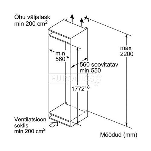Built-in refrigerator Bosch (178 cm)