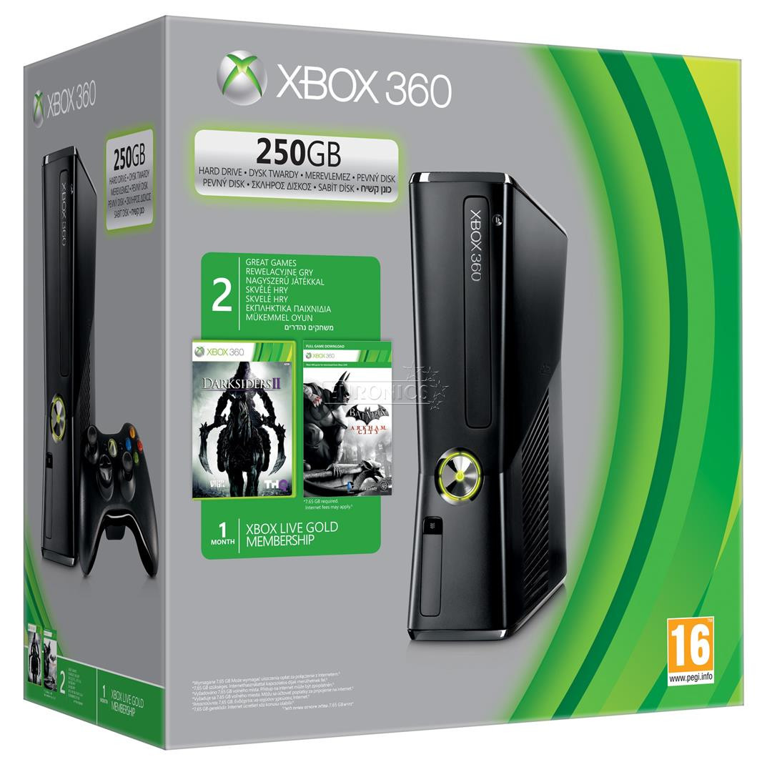 Xbox360 S (250 GB) + Darksiders II + Batman: Arkham City