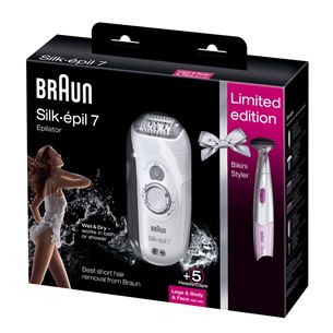 Epilator Silk-épil 7 Wet & Dry + bikini styler, Braun