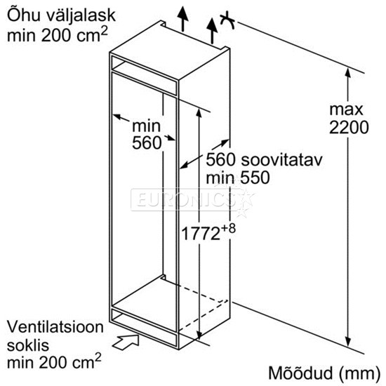 Integreeritav külmik, Bosch / niši kõrgus: 177,5 cm