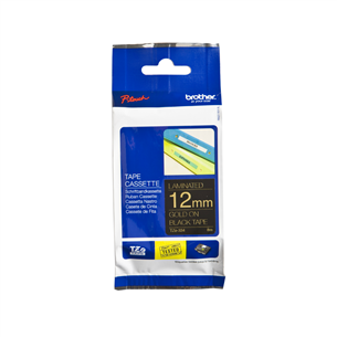 Lint kuldne kiri mustal taustal 8m x 12mm, Brother TZE334