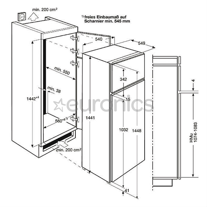 Integreeritav külmik Electrolux (144 cm)