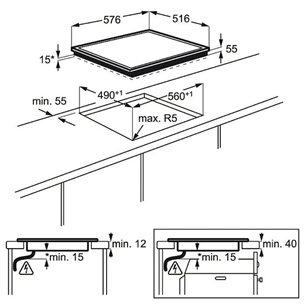 Built-in hob with 2 ceramic + 2 induction heat elements, AEG