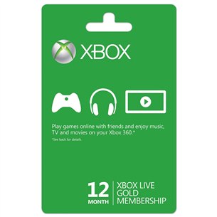 Золотая членская карта Xbox Live на 12 месяцев