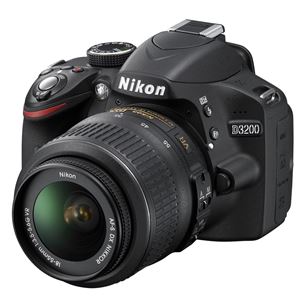 DSLR camera D3200 with 18–55mm VR lens, Nikon