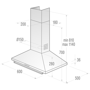 Built-in cooker hood Classico, Gorenje / 545 m³/h