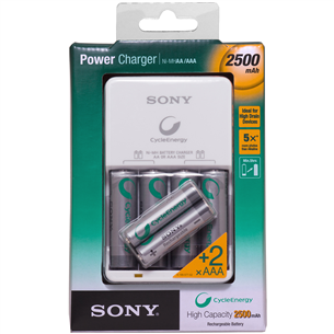 Plug-in charger and 4xAA + 2xAAA batteries, Sony