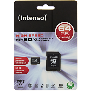 Adapteriga Micro SDHC mälukaart Intenso (64 GB)