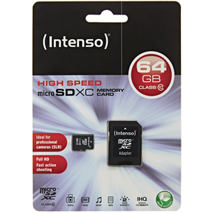 Карта памяти Micro SDHC (64 ГБ) с адаптером Intenso