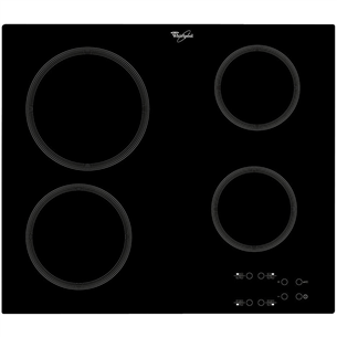 Whirlpool, width 58 cm, frameless, black - Built-in Ceramic Hob