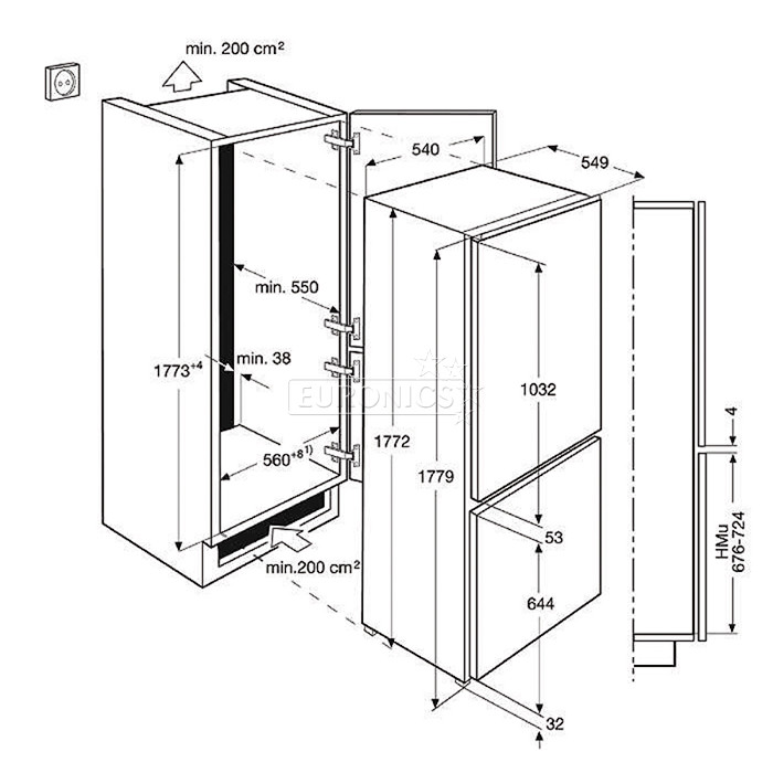 Built-in refrigerator Electrolux (178 cm)