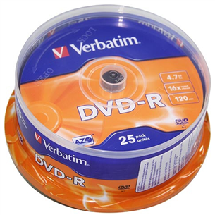 Диски DVD-R (4,7 ГБ), Verbatim / 25 шт