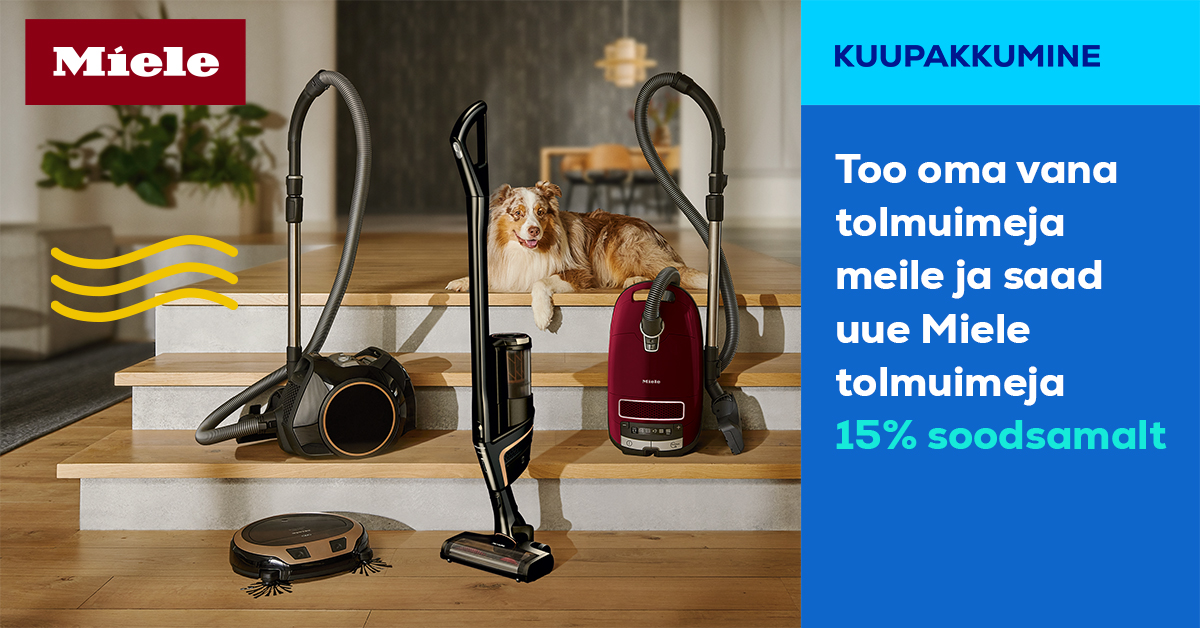 Too oma vana tolmuimeja meile ja saaad uue Miele tolmuimeja 15% soodsamalt